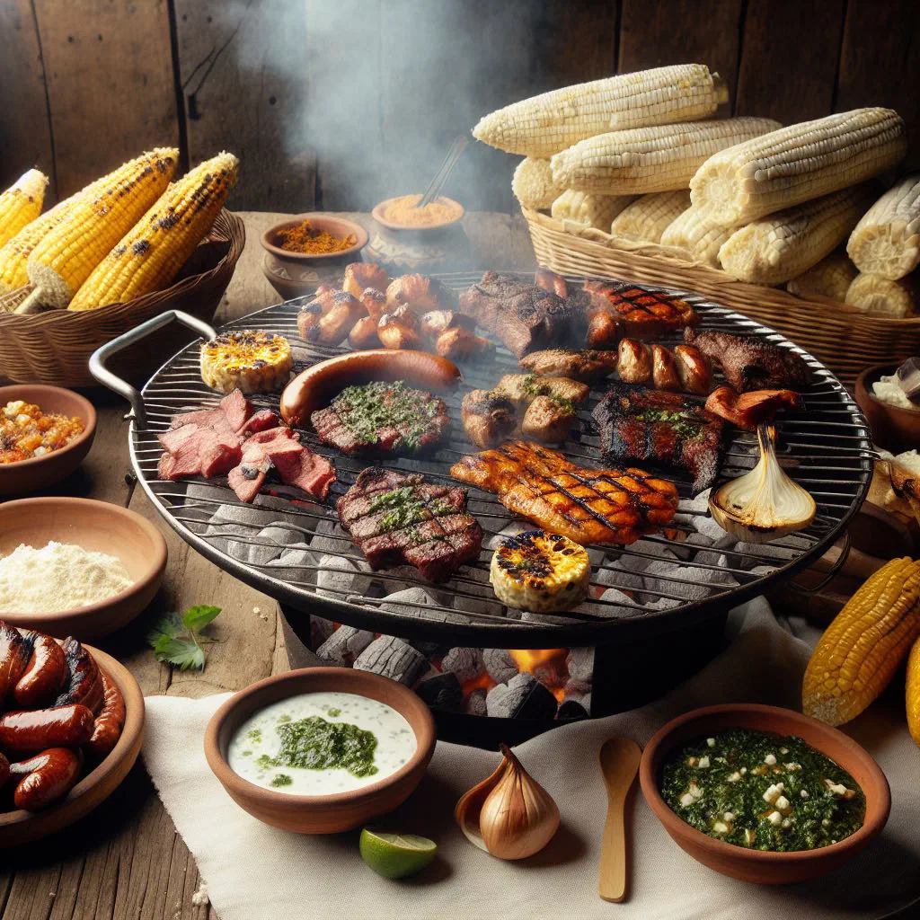 Grilled Guatemalan churrasco beef served with black beans, rice and fresh salsa