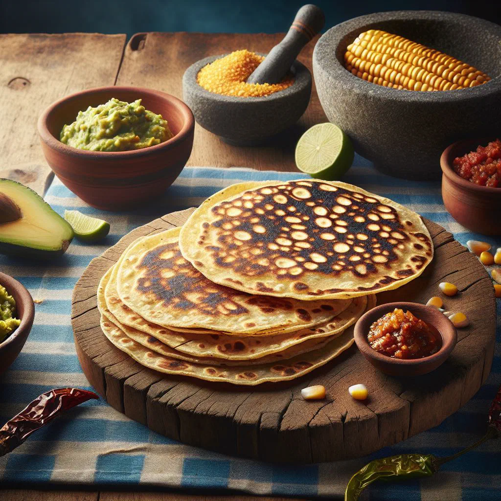 Stack of freshly made corn tortillas on a warm cloth