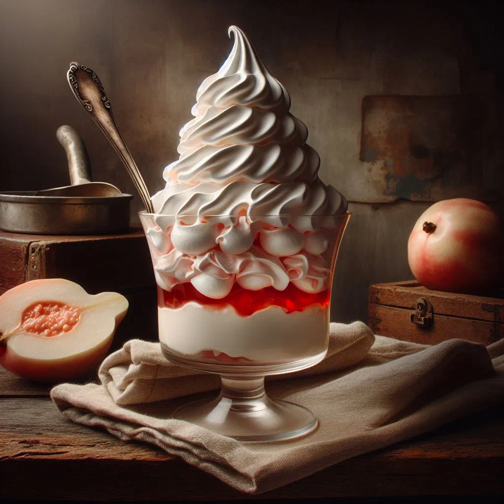 Swirls of light pink and white Guatemalan espumillas meringue in a cup