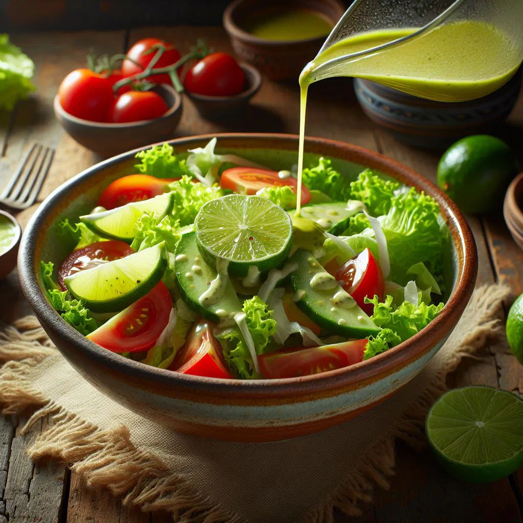 Fresh jícama salad with tomatoes, lime and chilli in a bowl