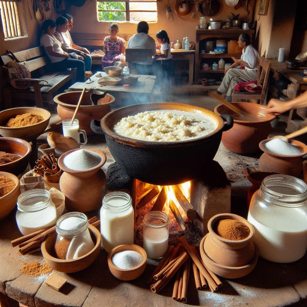 A warm bowl of Guatemalan mosh oat porridge with cinnamon