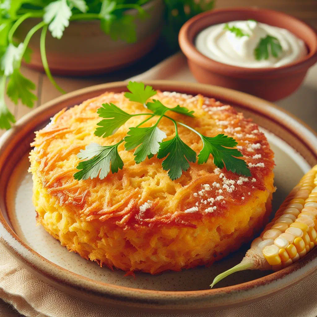 Golden-baked Guatemalan sweetcorn cake cut into squares