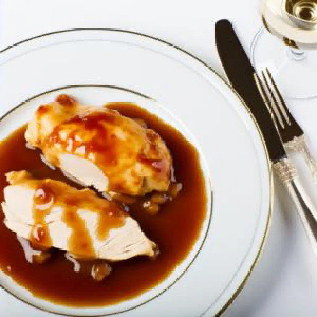 Tender chicken in a rich pumpkin-seed pipián sauce garnished with fresh coriander