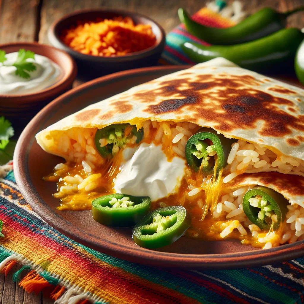Golden Guatemalan quesadilla de arroz sliced into wedges