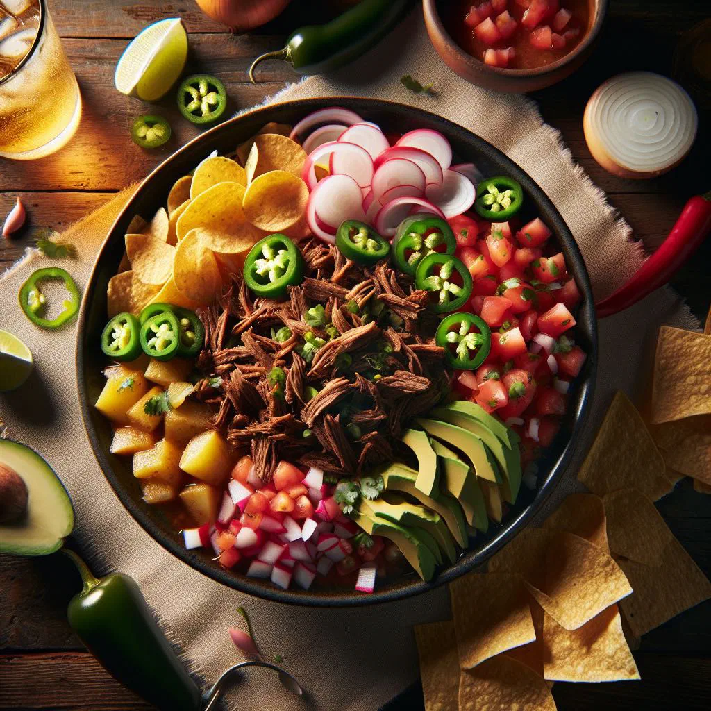 Guatemalan salpicón de res with shredded beef, radish, coriander and lime