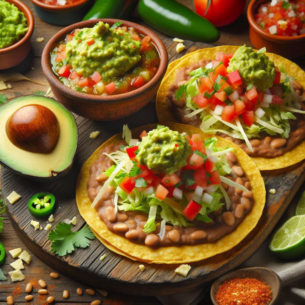 Crispy fried maize tortillas topped with fresh tomato salsa and coriander