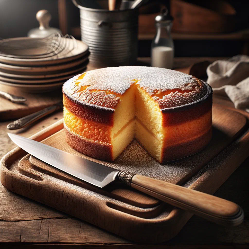 Golden slices of Gâteau de Mil cornmeal cake on a plate