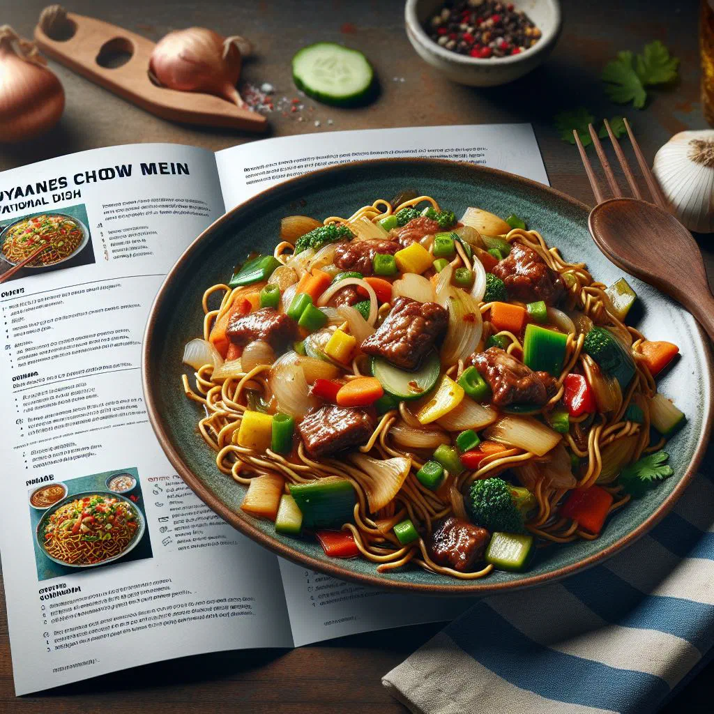 Guyanese chow mein noodles tossed with colourful stir-fried vegetables
