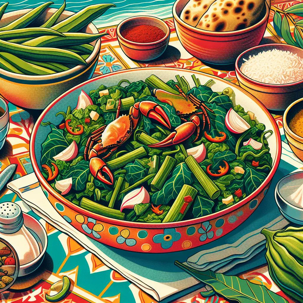 A bowl of Haitian calalou made with okra and spinach