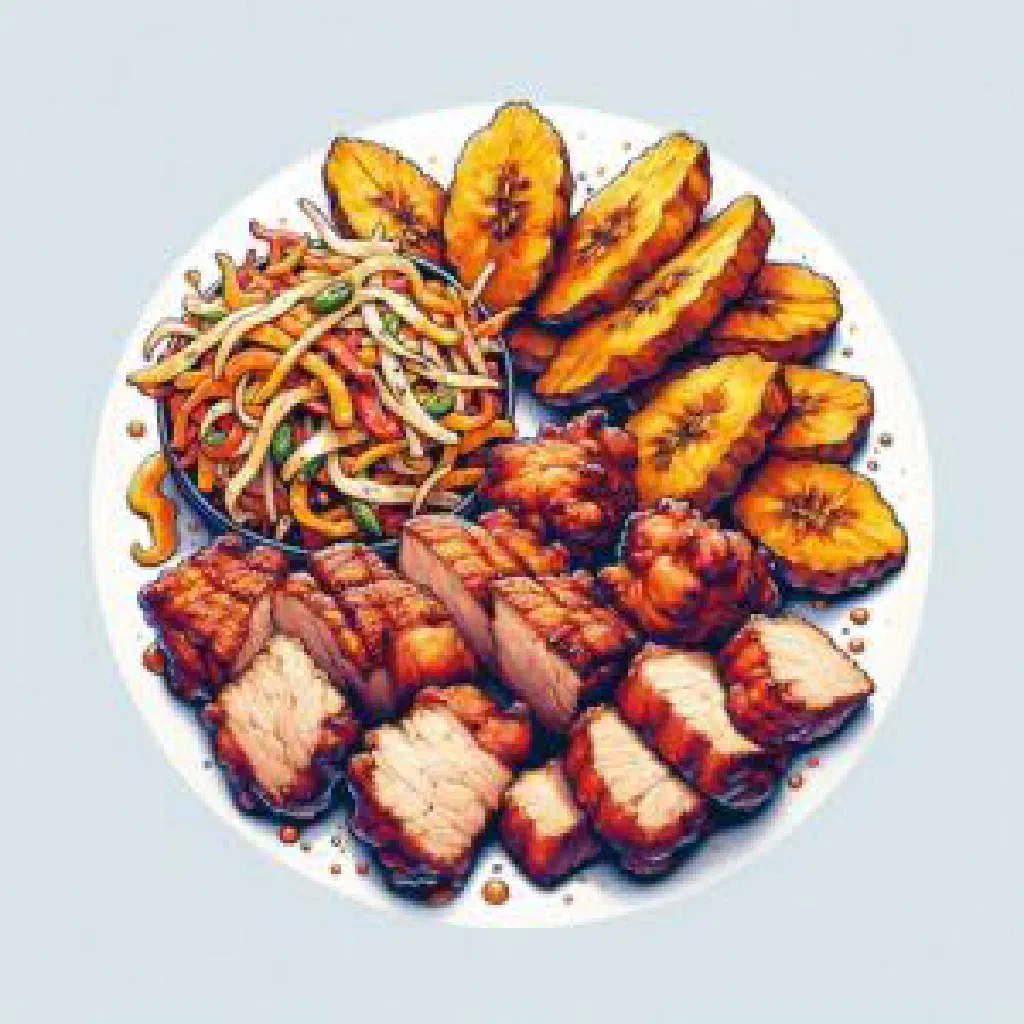 Golden fried Haitian griot pork pieces served with pikliz
