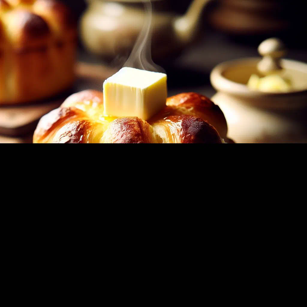 Golden Haitian pain au beurre rolls glazed with butter and sugar