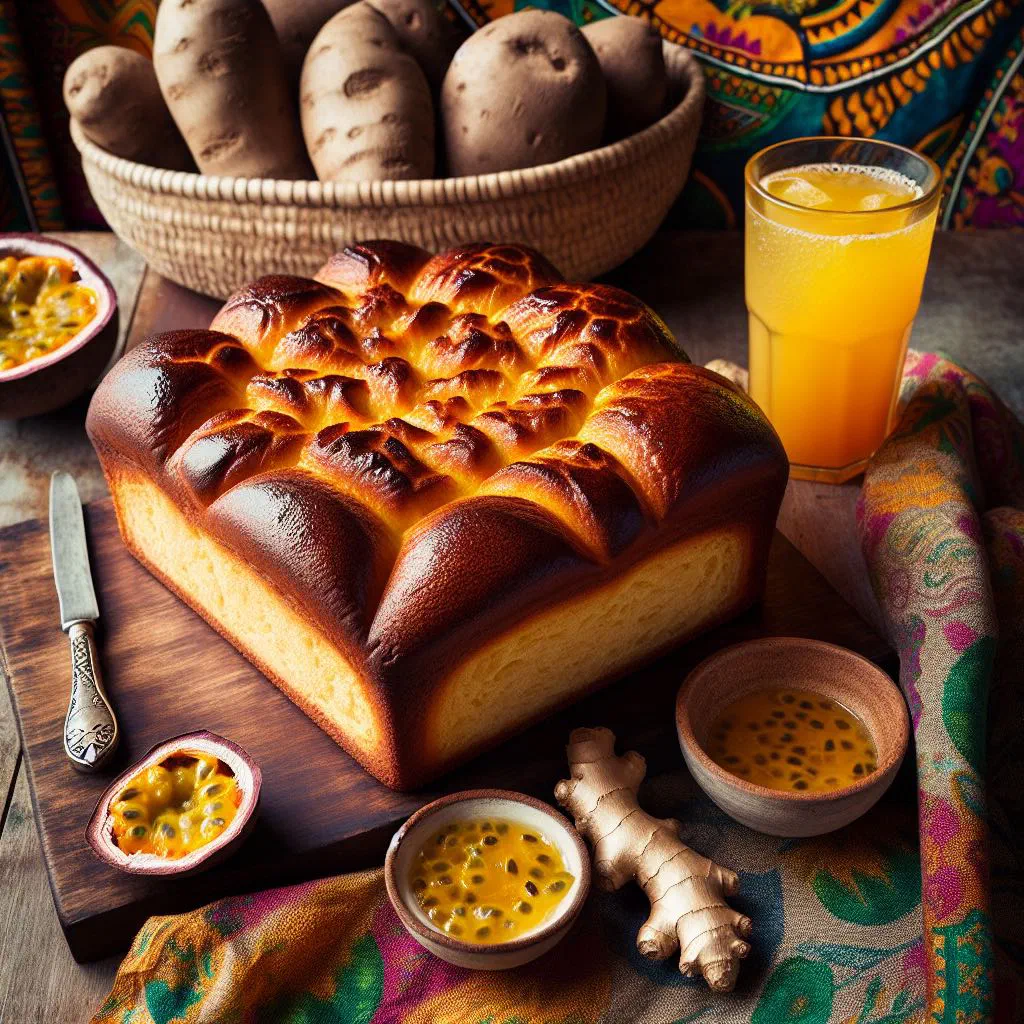 Slice of Haitian pain patate sweet potato pudding dusted with spices