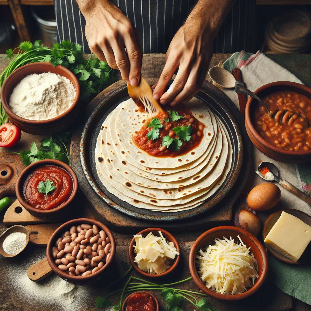 Golden bean quesadillas cut into wedges with melted cheese