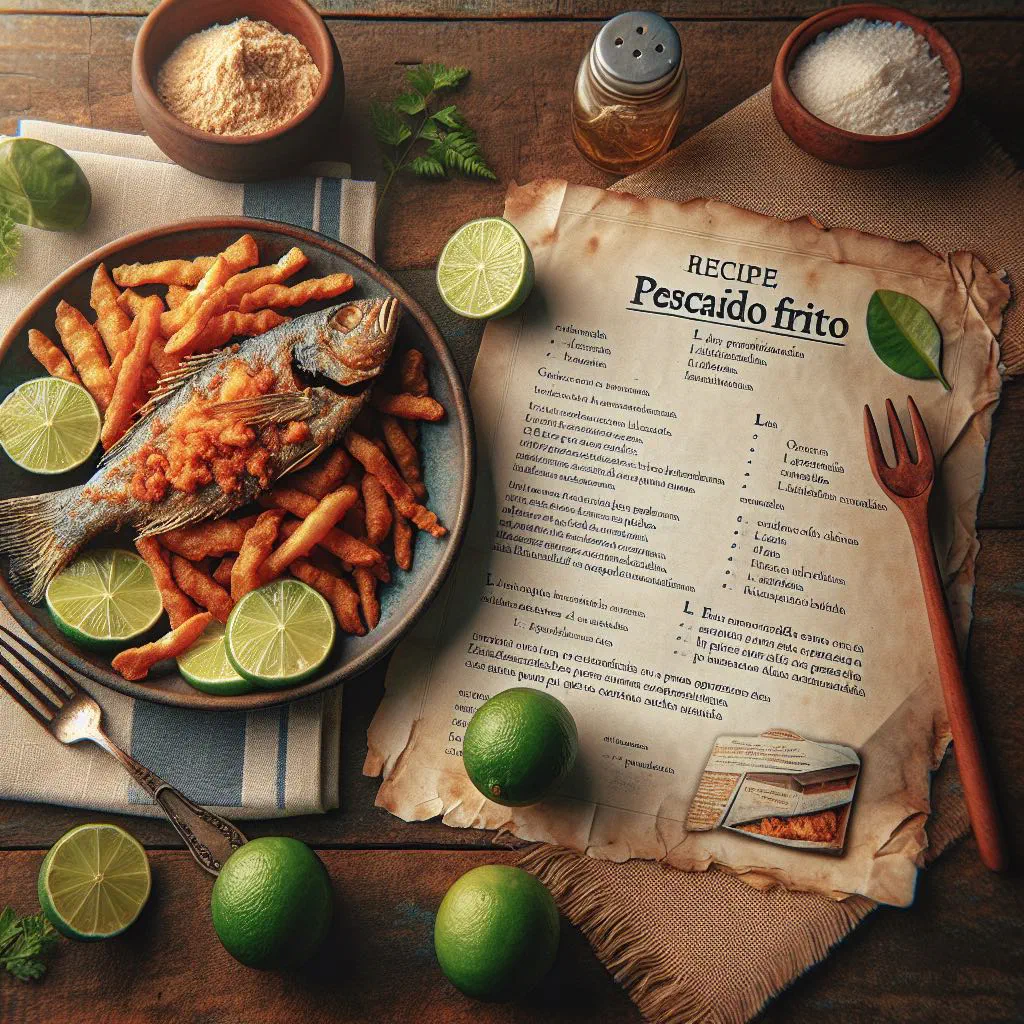Golden fried whole fish served with lime and fresh vegetables