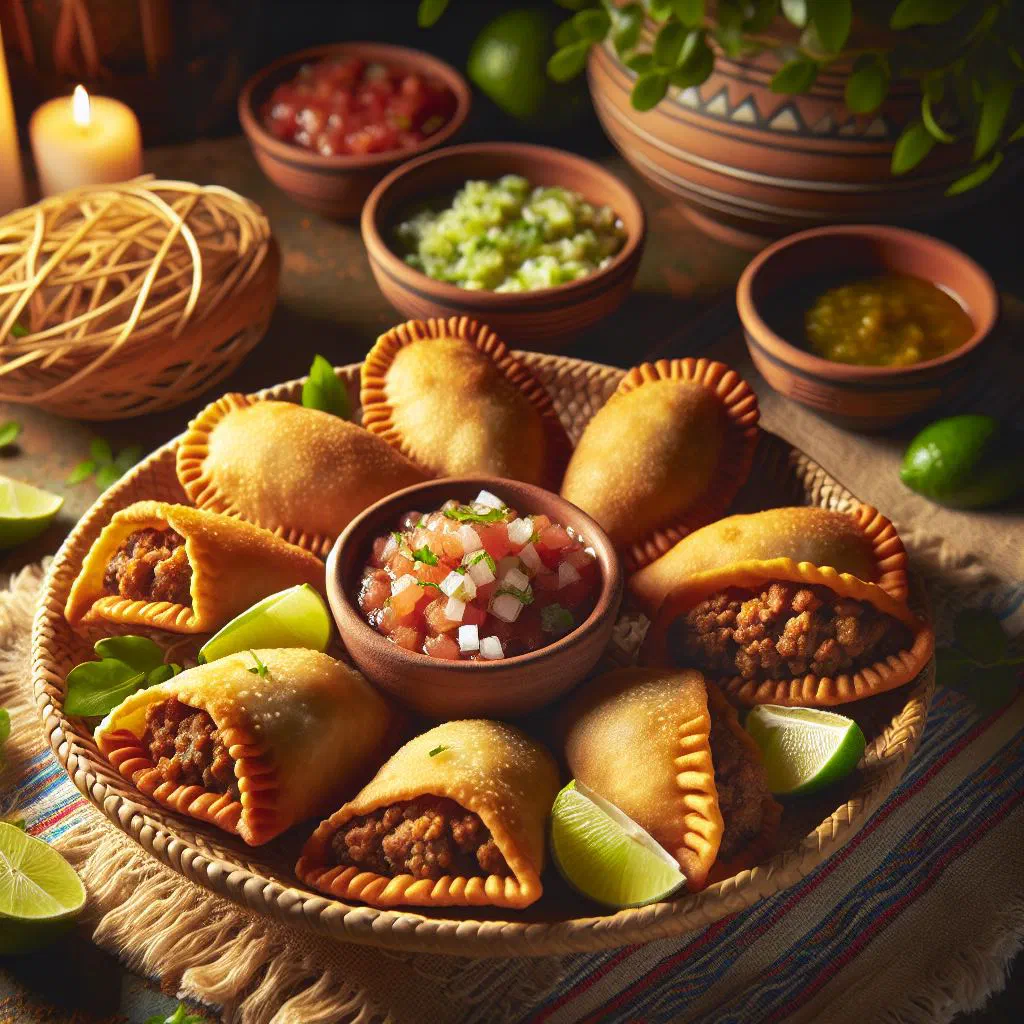Golden fried Honduran pastelitos de carne filled with spiced beef