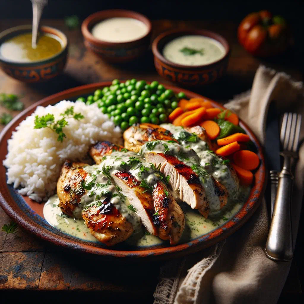Tender chicken breasts in a creamy sauce garnished with fresh parsley