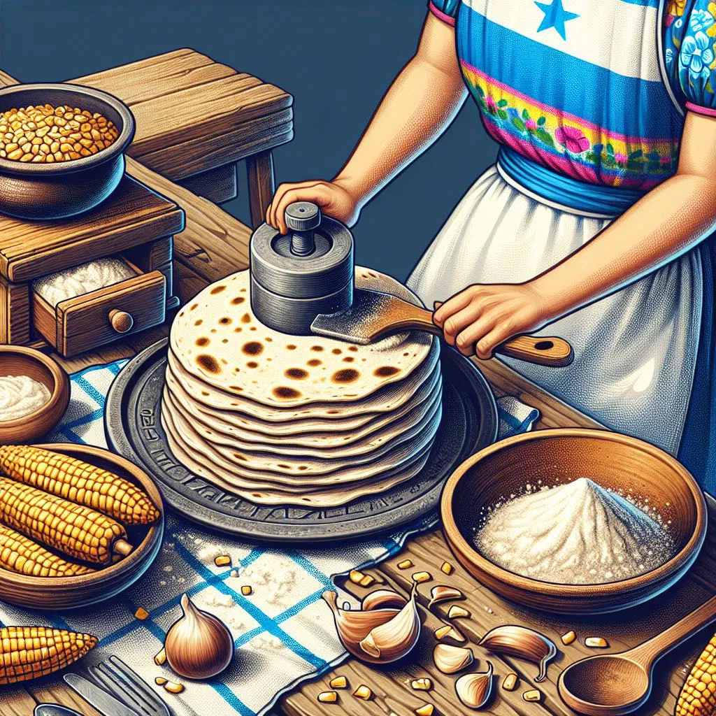 Stack of freshly griddled Honduran corn tortillas