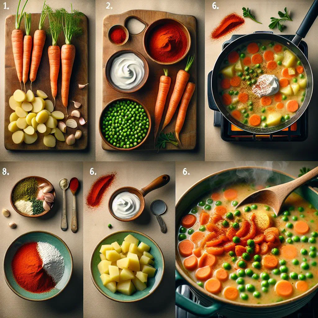A bowl of creamy Hungarian főzelék vegetable stew garnished with fresh herbs