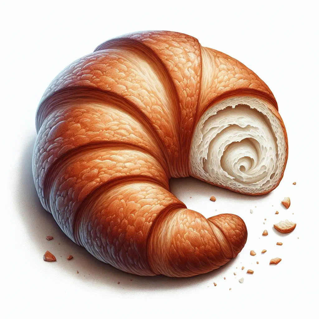 Golden baked Hungarian kifli crescent rolls on a wooden board