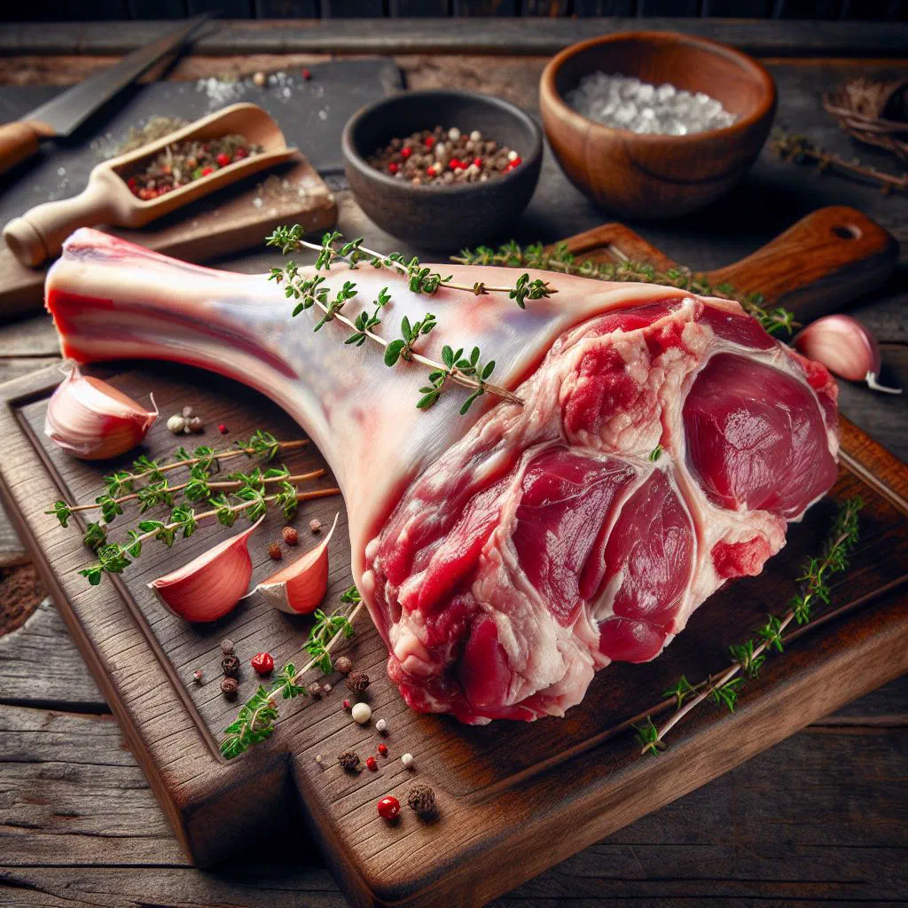 Tender Icelandic leg of lamb with herbs and pan juices
