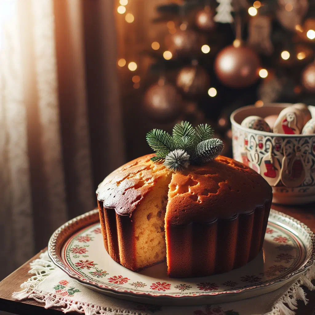 Sliced Icelandic Christmas cake dusted with icing sugar