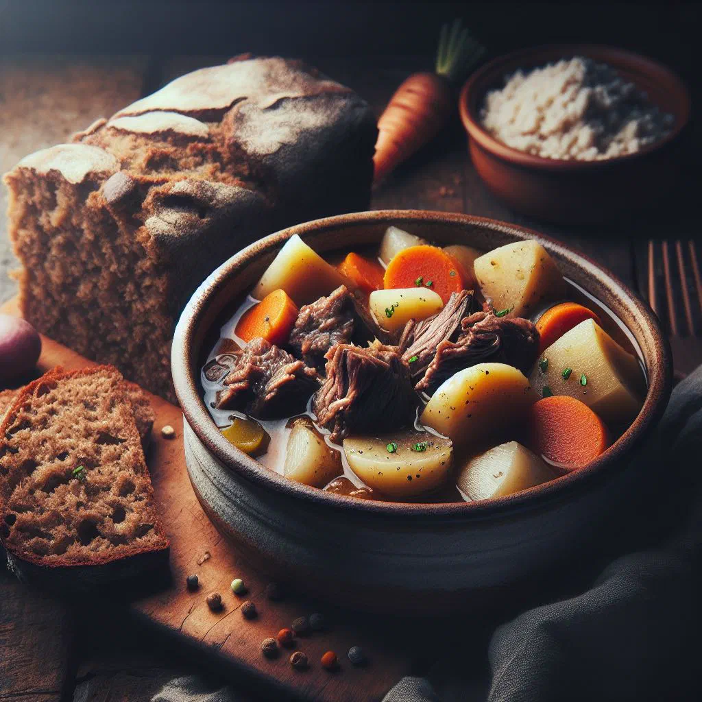 Bowl of Icelandic lamb soup with potatoes, carrots and leek