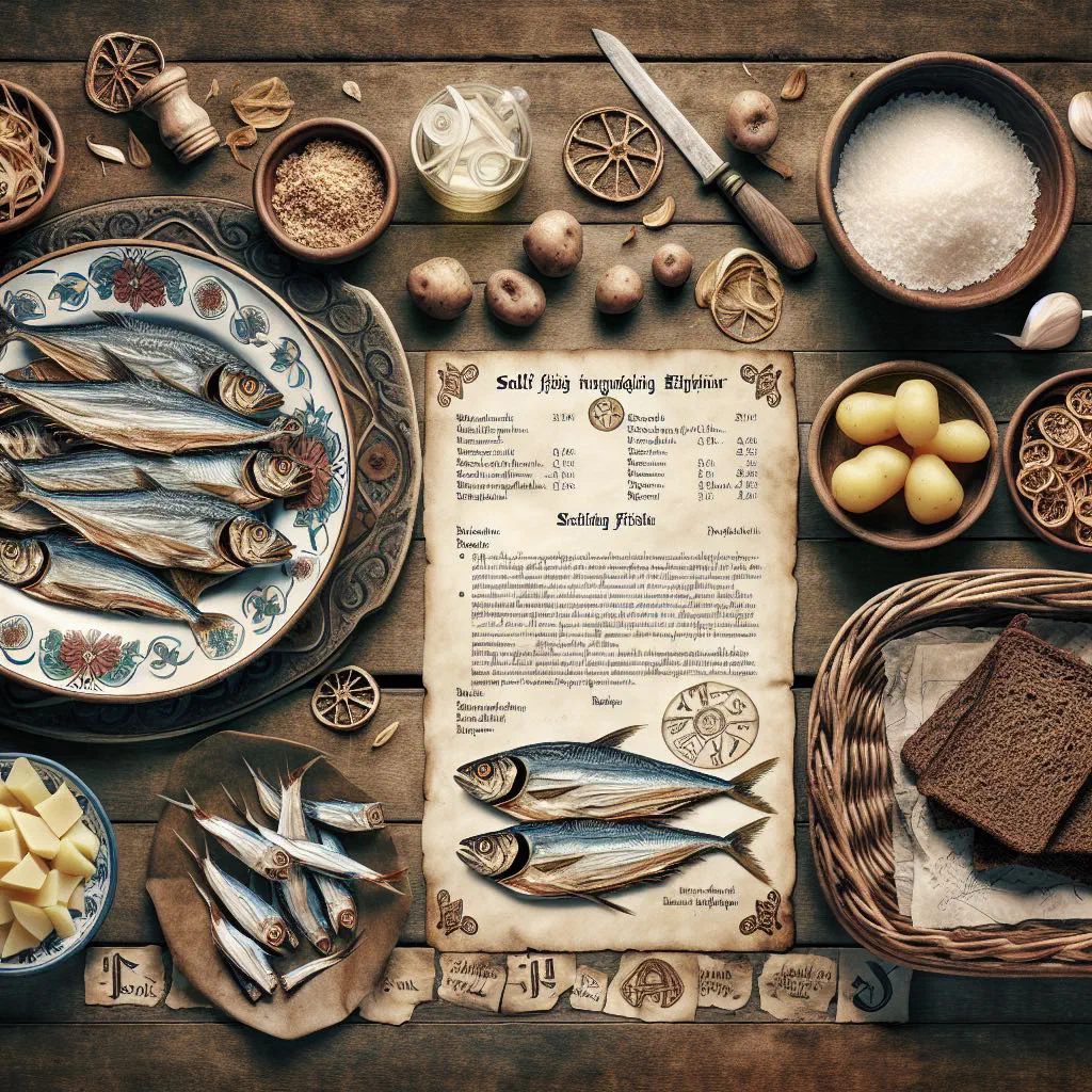 Flaked salt cod served with boiled potatoes, onions and fresh herbs