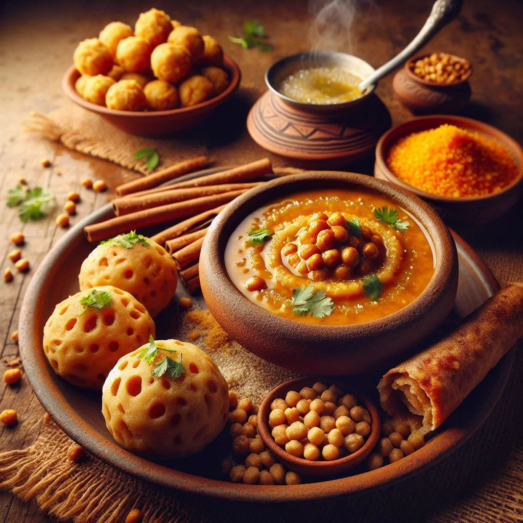 Dal baati churma with crisp baked baati, spiced lentil dal and sweet churma
