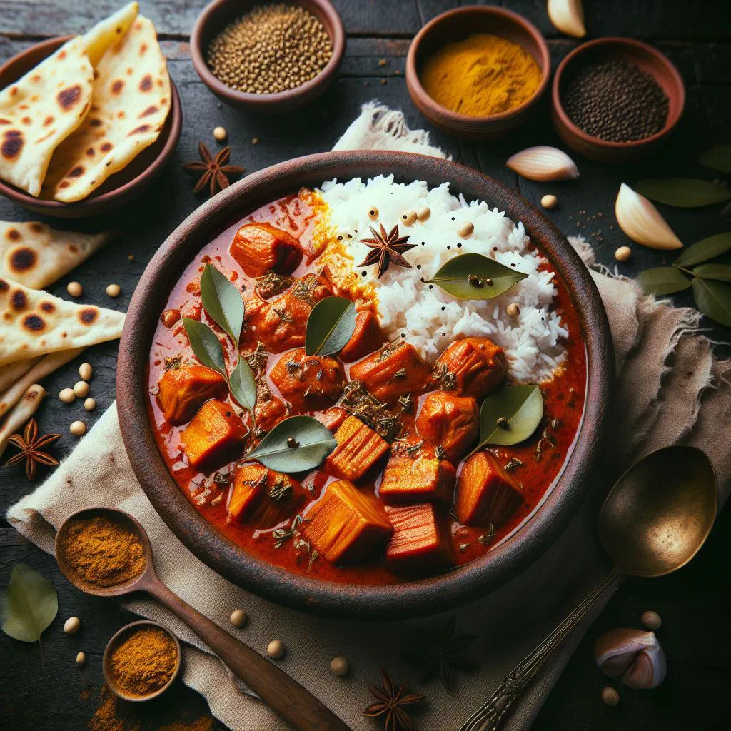 Jackfruit curry in coconut sauce garnished with fresh coriander