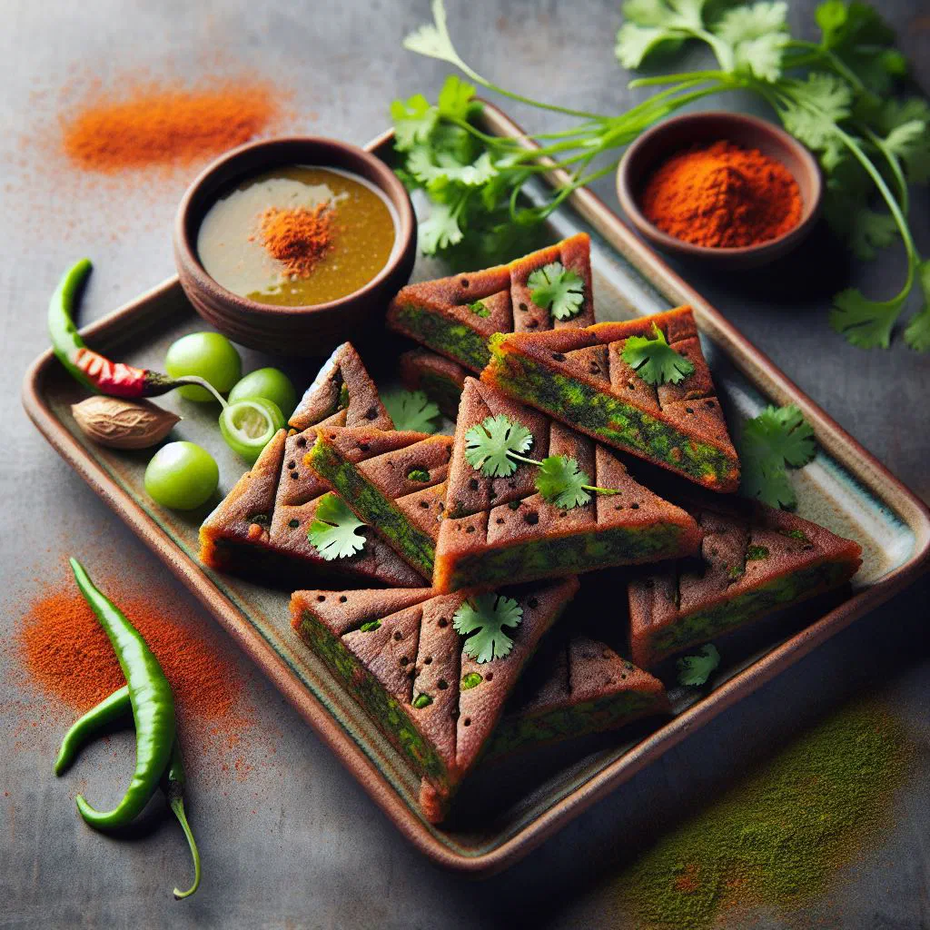 Steamed kothimbir vadi squares with fresh coriander