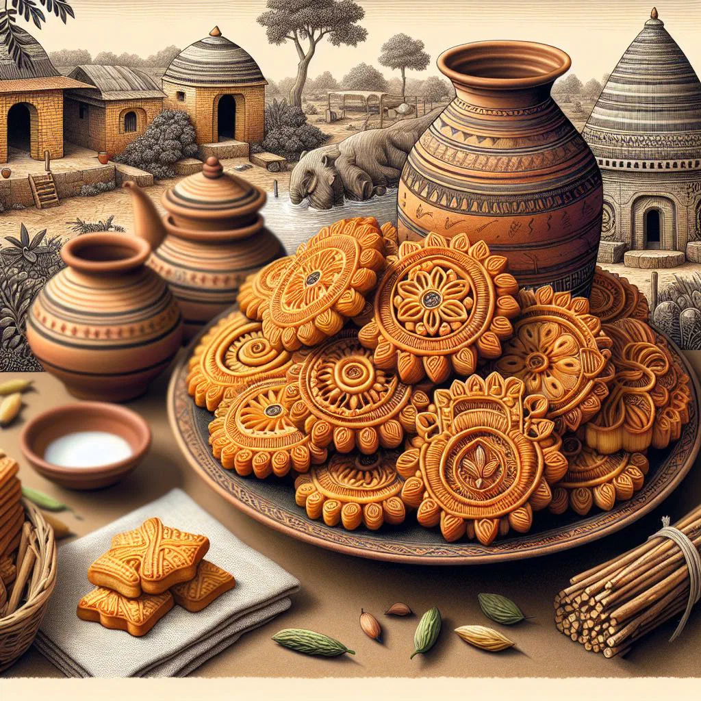 Golden fried thekua cookies on a plate