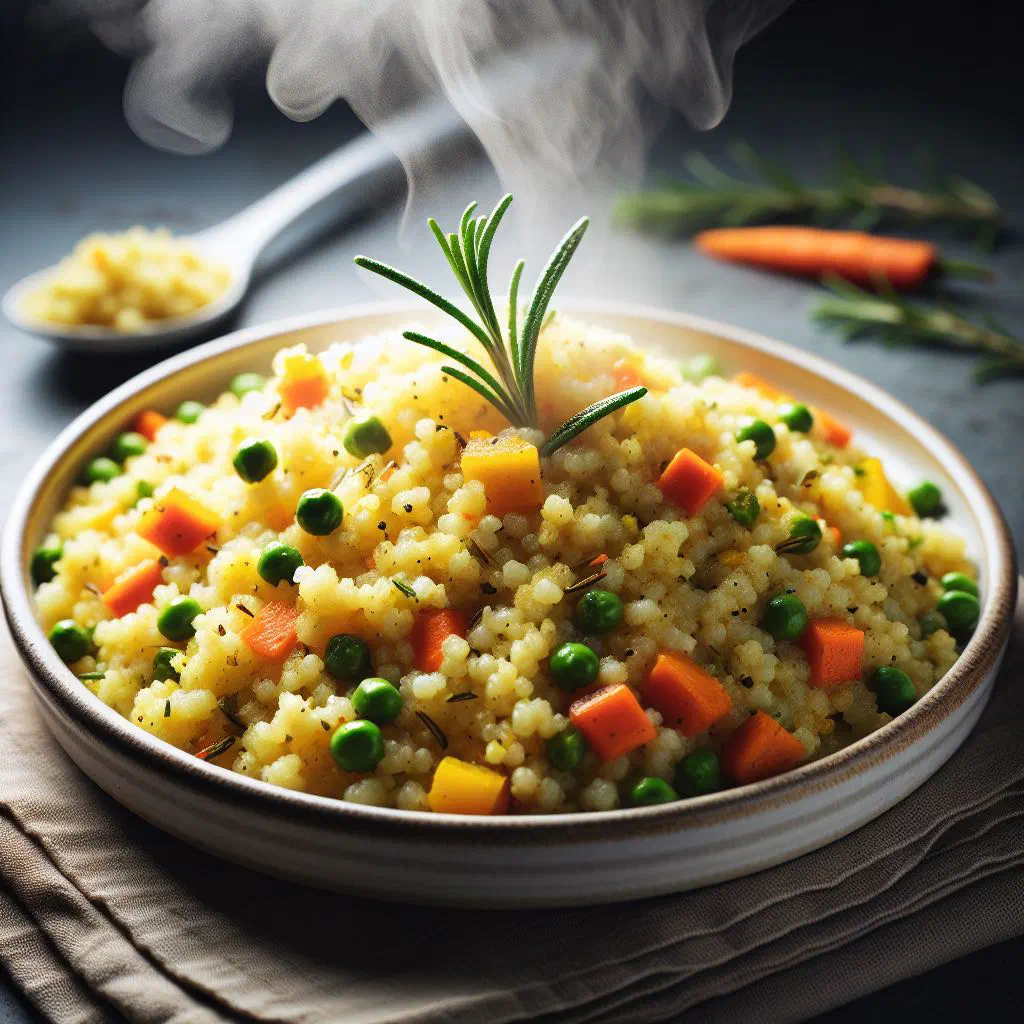 A bowl of upma garnished with fresh coriander