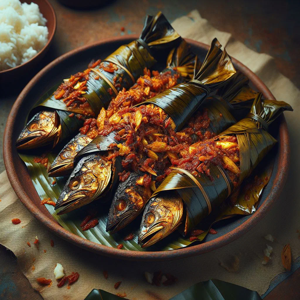 Pepes ikan steamed fish parcels wrapped in banana leaves