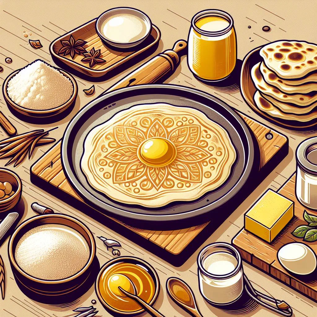 Flaky golden roti canai flatbread served with curry