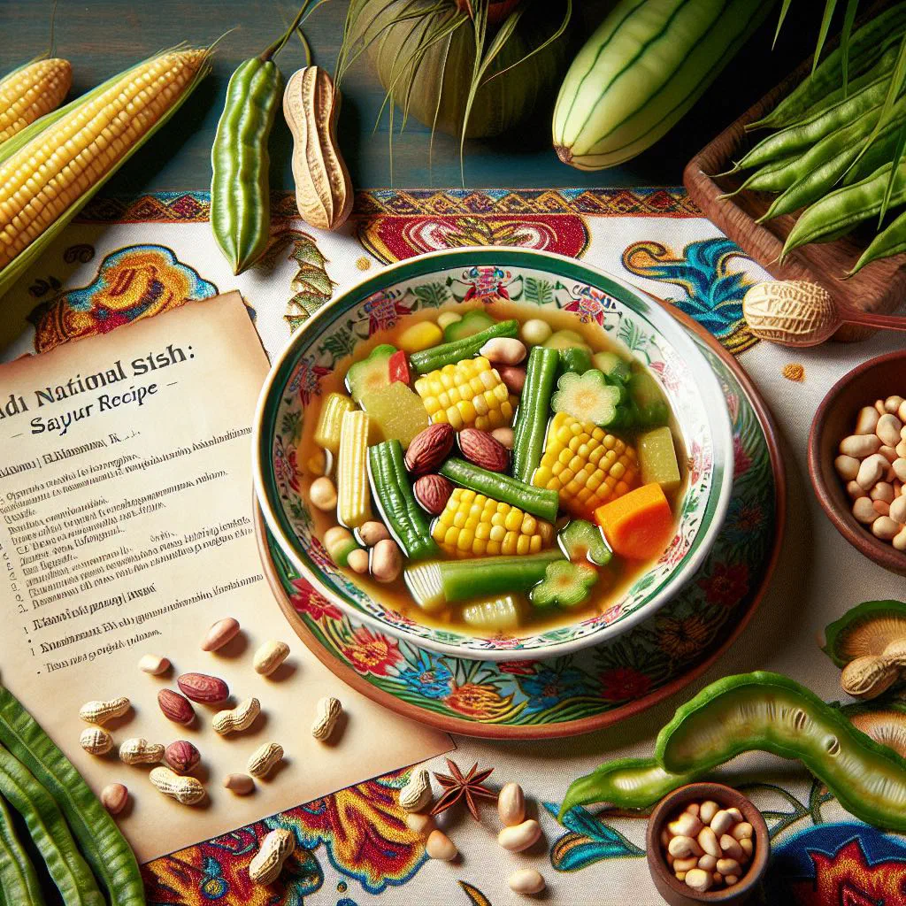 A bowl of sayur asem, an Indonesian tamarind vegetable soup