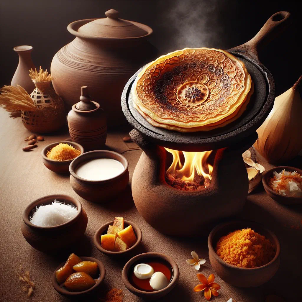 Small golden serabi pancakes served warm with palm sugar syrup