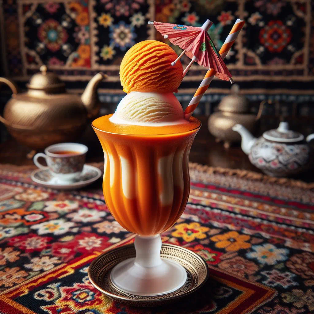 Creamy carrot Havij Bastani served in a glass with chopped nuts on top