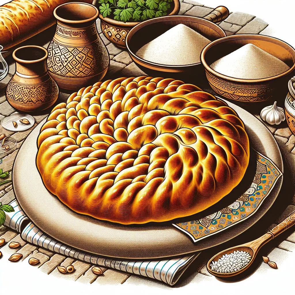 Golden Persian naan-e barbari flatbread with a crisp, ridged crust