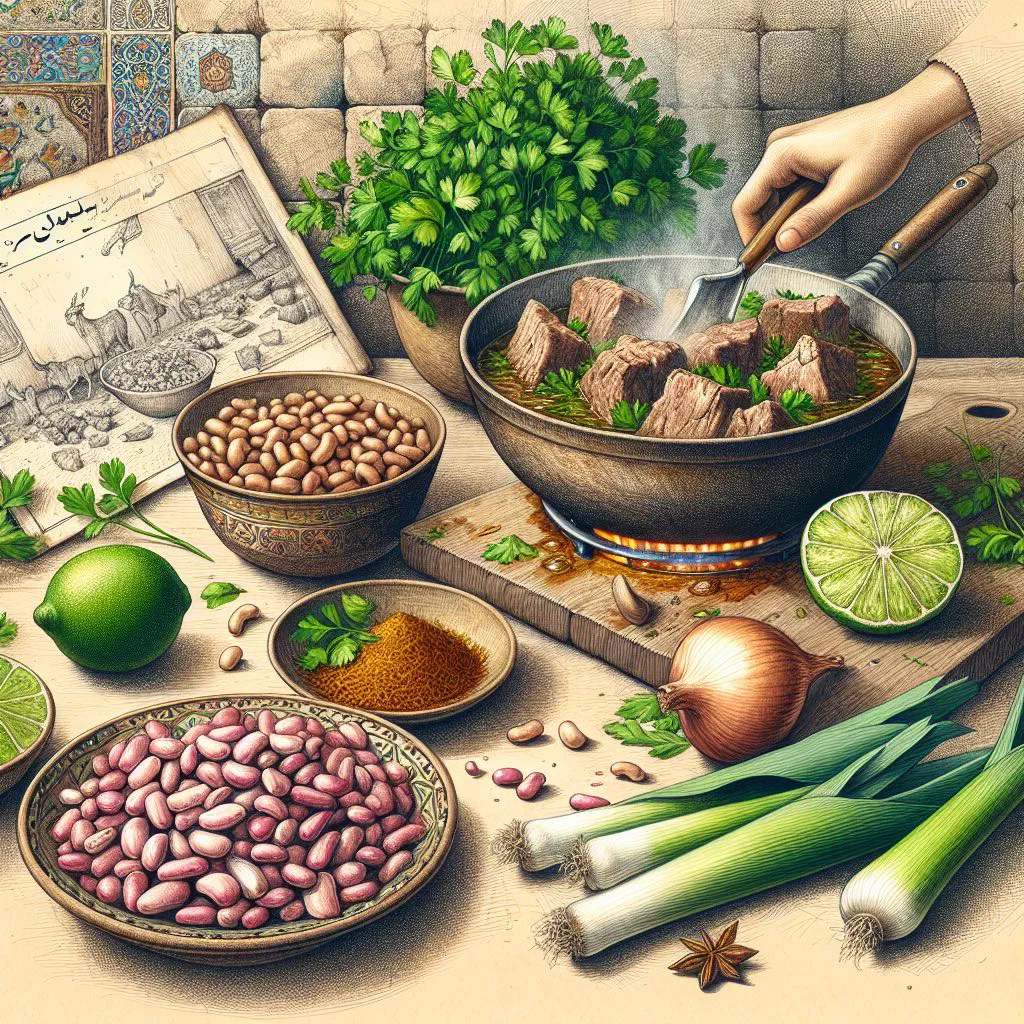 Qormeh sabzi herb and lamb stew served with saffron rice