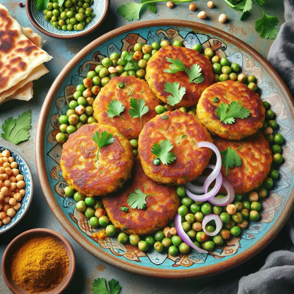 Golden fried Shami Lapeh lentil and meat patties on a plate