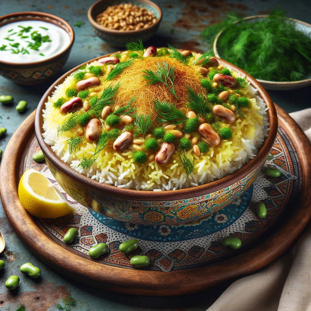 Fragrant Persian dill rice served with tender meat