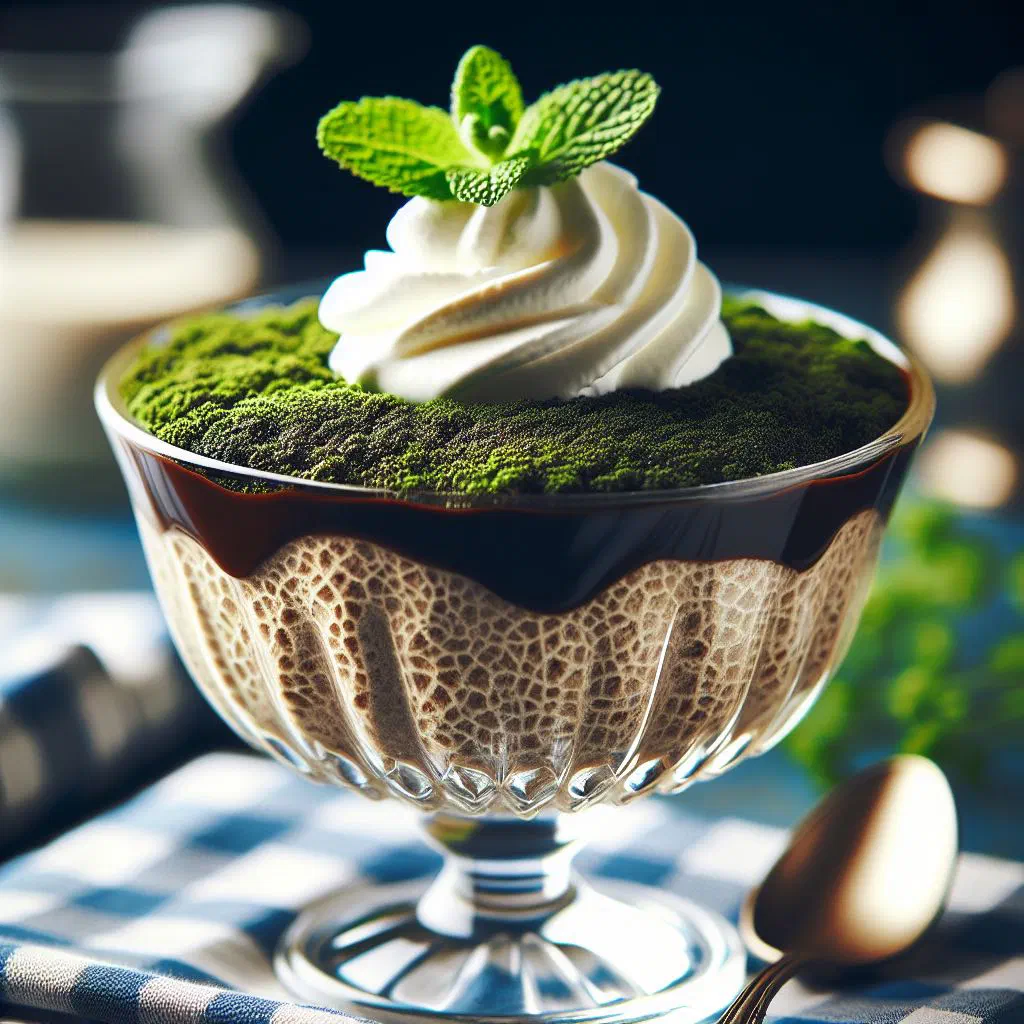 Set carrageen moss pudding in a glass dish topped with fresh berries