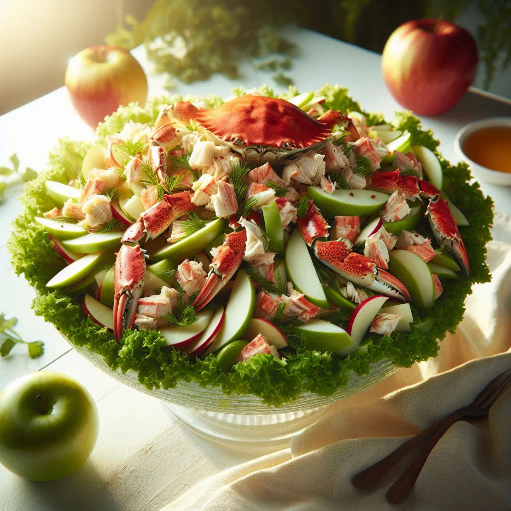 Crab and apple salad with fresh herbs and lemon dressing