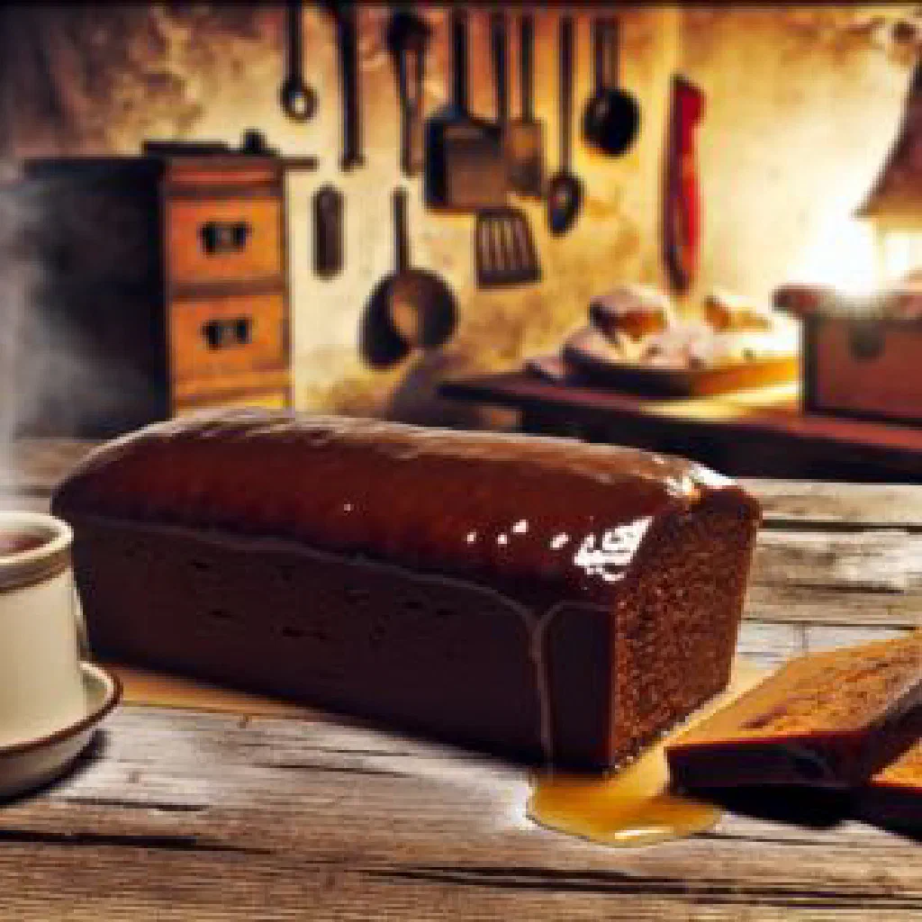 Slice of golden Irish honeycomb cake drizzled with honey