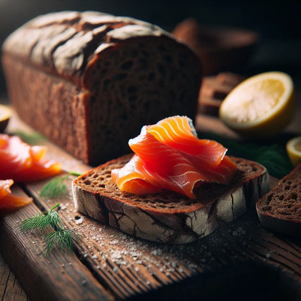 Slices of soda bread topped with smoked salmon, cream cheese and fresh dill