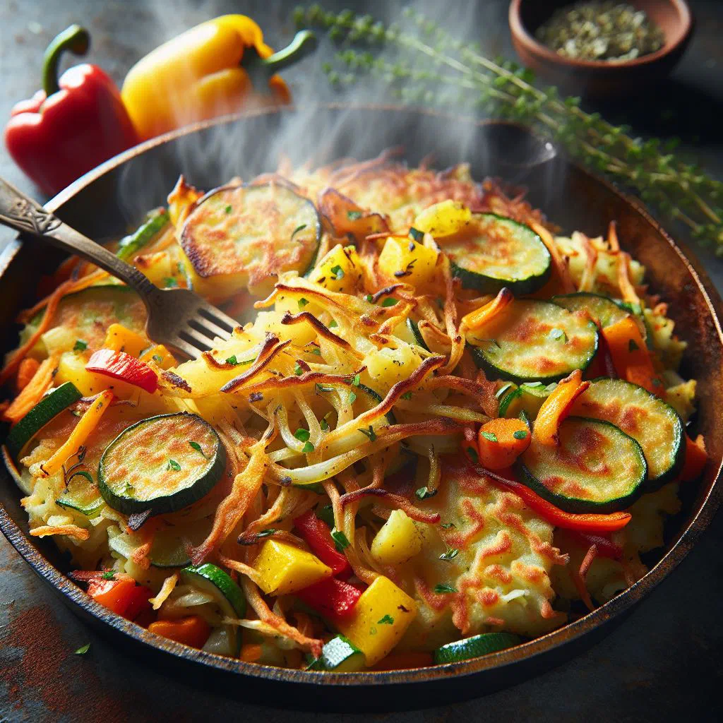 Golden vegetable boxty pancakes served with a dollop of yoghurt