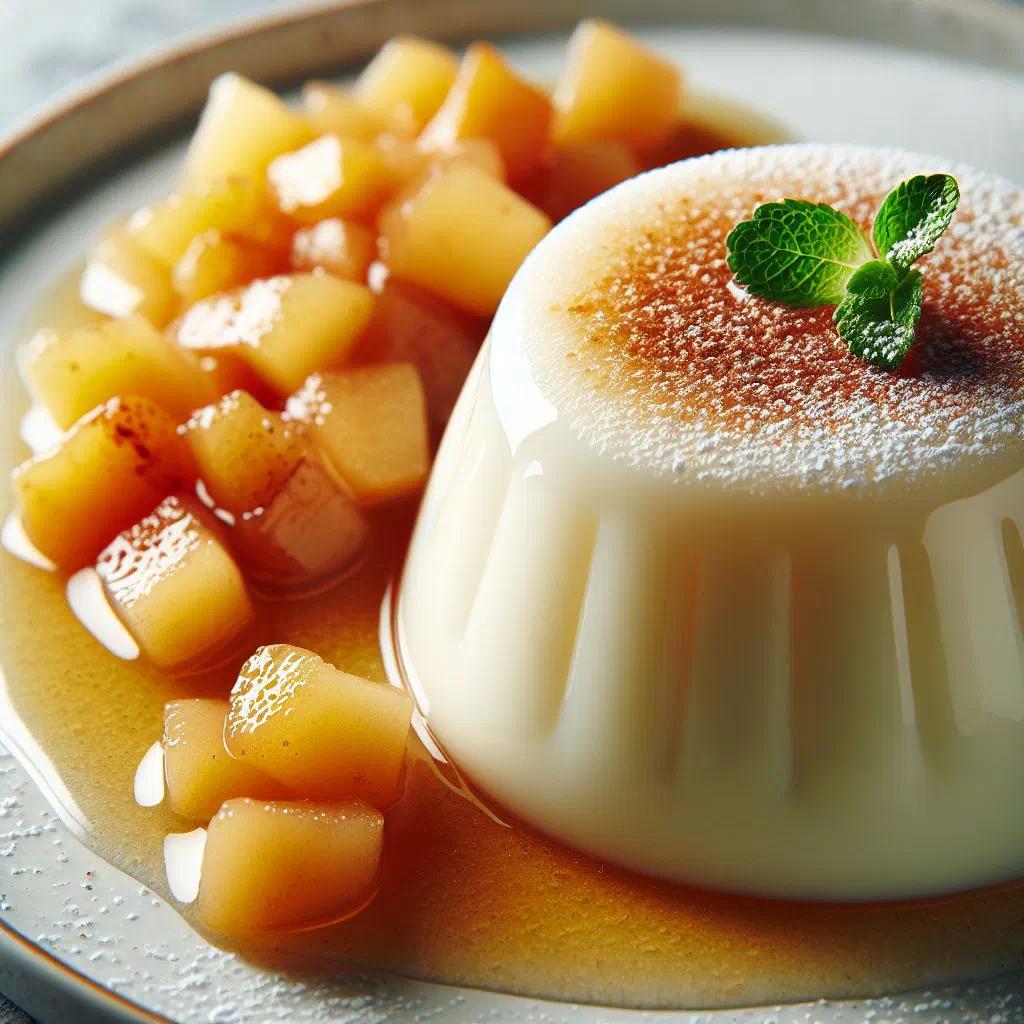 Sliced white pudding served with warm spiced apple compote
