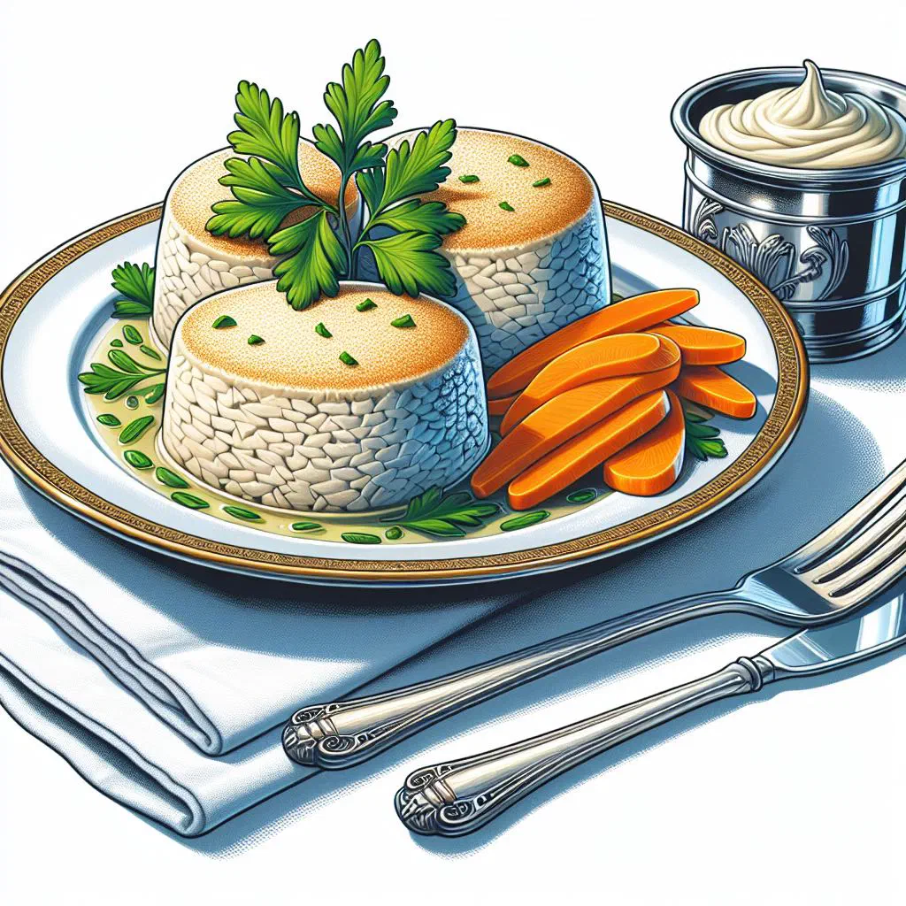 Poached gefilte fish balls served with horseradish and fresh herbs