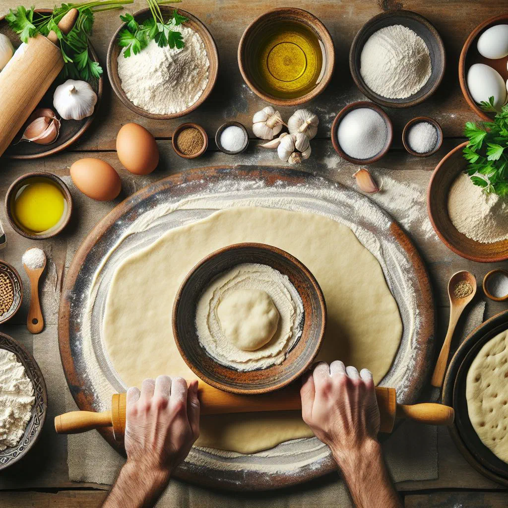 Soft round laffa flatbread fresh from the pan