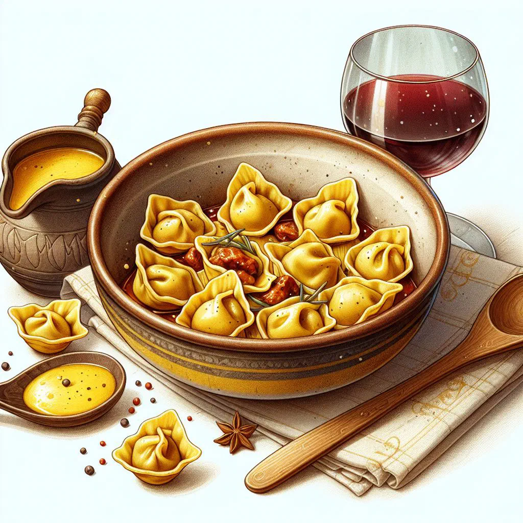 Agnolotti del plin pasta parcels dressed with butter and grated Parmesan
